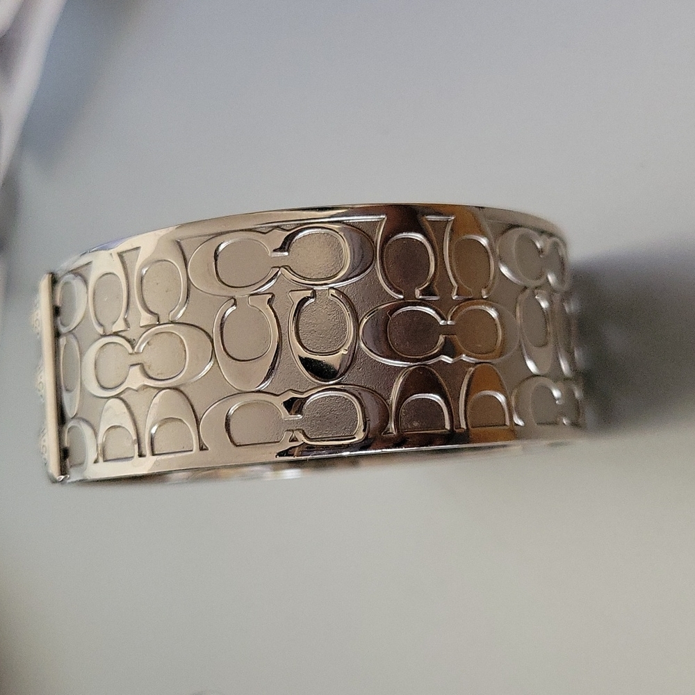 COACH Wide Silver Plated Bangle